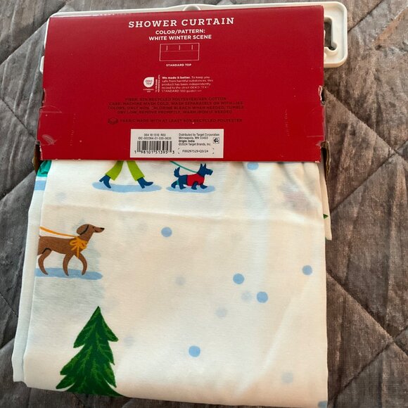 Wondershop White Winter Scene Shower Curtain 72x72 Inches Buttonhole Top Recycle - Picture 2 of 5